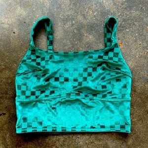 Green Velvet Checkered Bra/Cropped Top